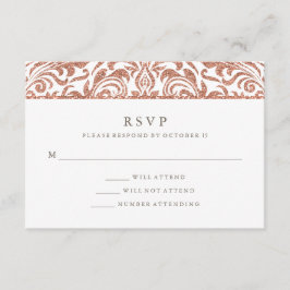 Glam Elegant Faux Ro Guld Glitter Damask OSA Kort
