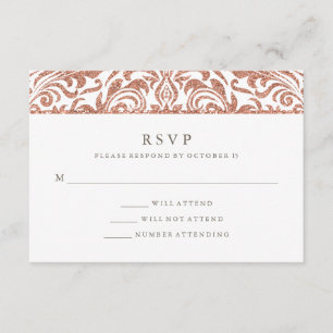 Glam Elegant Faux Ro Guld Glitter Damask OSA Kort