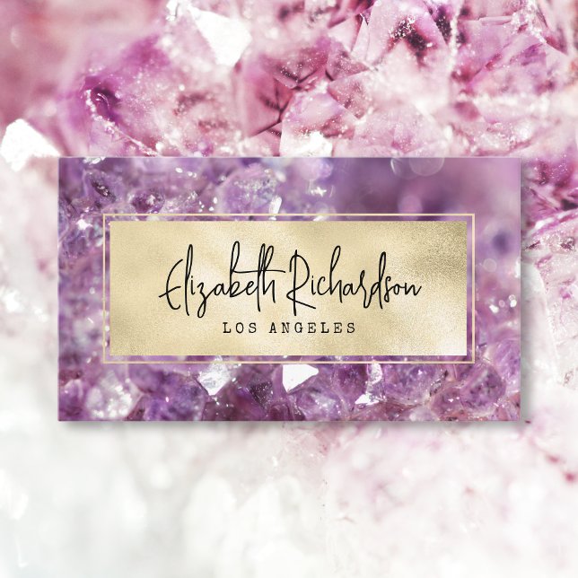 Glam Elegant Luxury Boho Amethyst Crystal Visitkort (Skapare uppladdad)