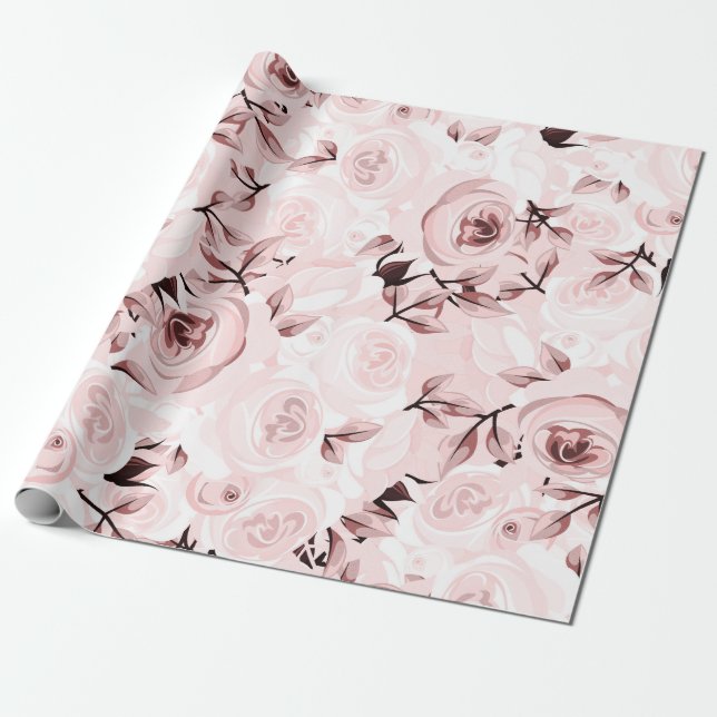 Glam elegantt blom- party för rosa rosshabby chic presentpapper (Utrullad)