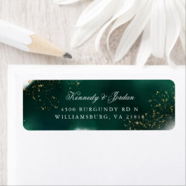 Glam Emerald Grönt Guld Bröllop Returadress Etikett