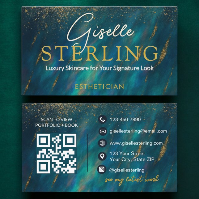 Glam Estetiker Opal Sten QR-kod Visitkort (Skapare uppladdad)