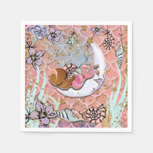 Glam Etnisk Siren Bebis Baby Shower Födelsedagsfes Pappersservett