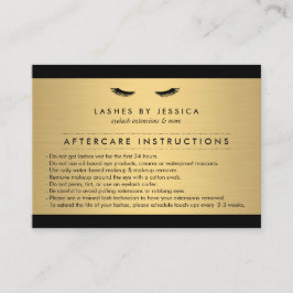 Glam Eyelash Black and Guld Aftercare Card Visitkort