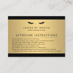 Glam Eyelash Black and Guld Aftercare Card Visitkort