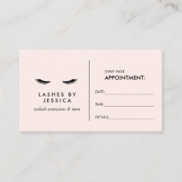 Glam Eyelash Black and Rosa Appointcard Tidsbeställning Kort