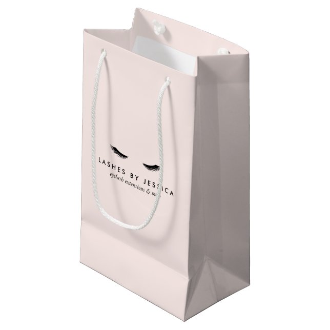 Glam Eyelash Black and Rosa Small Gift Bag (Framsidan Vinklad)