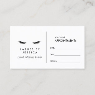 Glam Eyelash Black and White Appointkort Tidsbeställning Kort