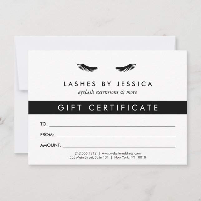 Glam Eyelash Black and White Gift Certificate (Framsida)