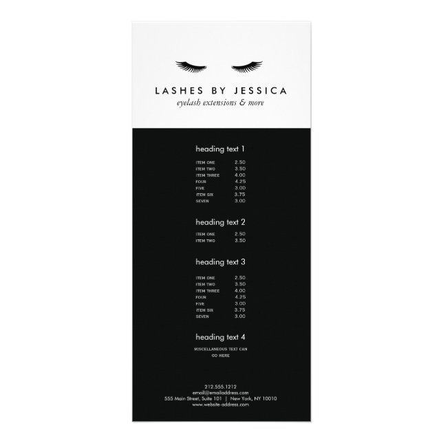 Glam Eyelash Black and White Reklamkort (Framsidan)