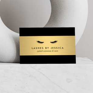 Glam Eyelash Black och Guld Affärskort Visitkort