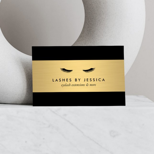 Glam Eyelash Black och Guld Affärskort Visitkort (Skapare uppladdad)
