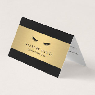 Glam Eyelash Black och Guld Aftercare Visitkort