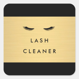 Glam Eyelash Black och Guld Lash Cleaner Fyrkantigt Klistermärke