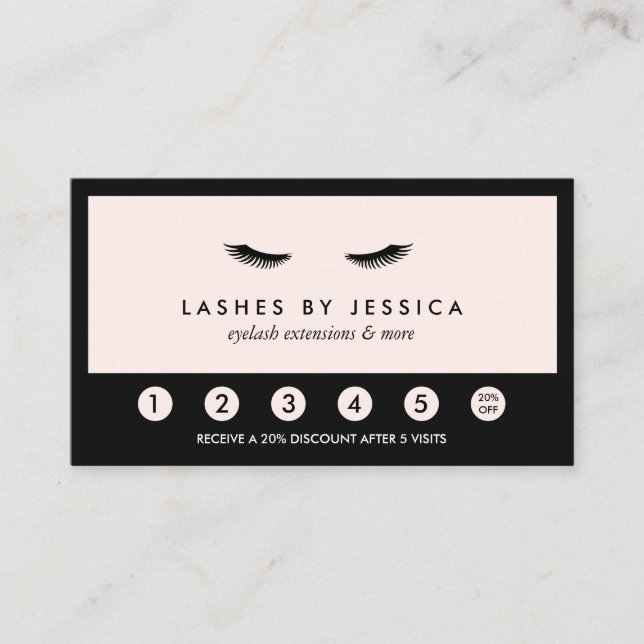 Glam Eyelash Classic Black and Rosa Loyalty Lojalitetskort (Framsida)