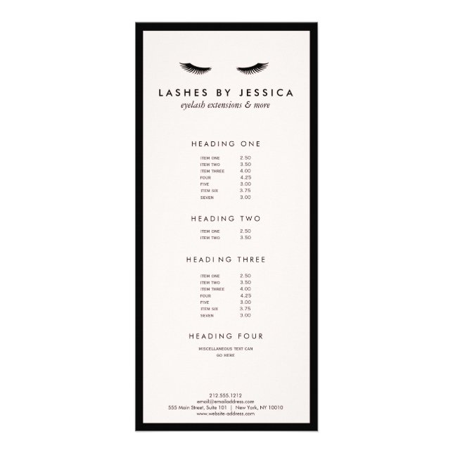 Glam Eyelash Classic Black and Rosa Reklamkort (Framsidan)