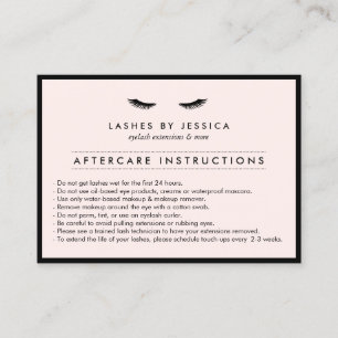 Glam Eyelash Classic Lash Salon Rosa Aftercare Visitkort