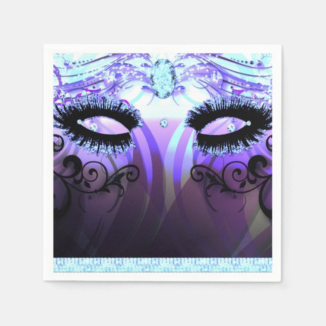 Glam Eyelash Lila MasqueraParty Anpassningsbar Pappersservett (Framsidan)