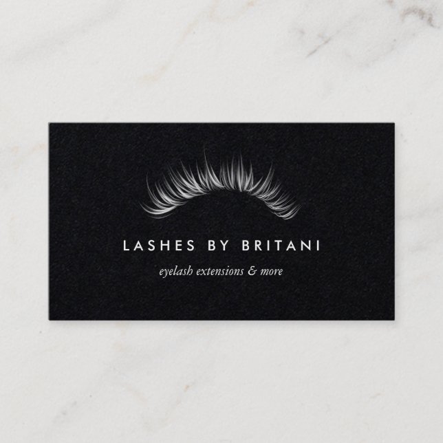 Glam Eyelash white text Affärskort Visitkort (Framsida)