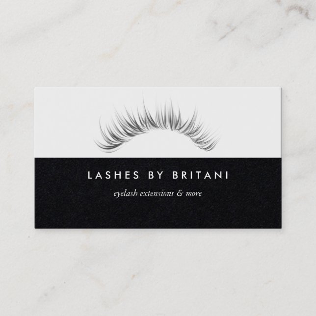 Glam Eyelash white text Affärskort Visitkort (Framsida)