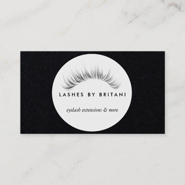 Glam Eyelash white text Affärskort Visitkort (Framsida)