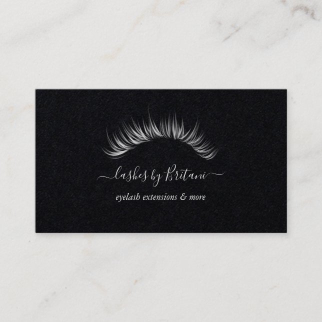 Glam Eyelash white text Affärskort Visitkort (Framsida)
