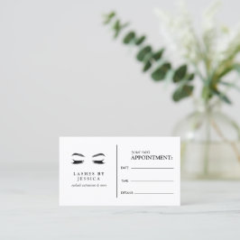 Glam Eyelashes Black and White Appointment Card Tidsbeställning Kort