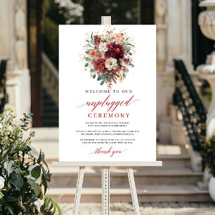 Glam Fall Burgundy Blommig Avstängd Ceremoni-skylt Poster