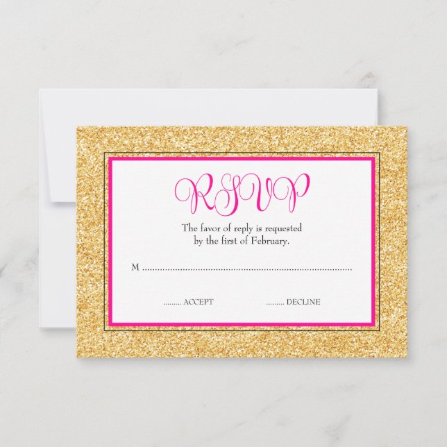 Glam Faux Glitter Guld Rosa Bat mitzvah OSA (Framsida)