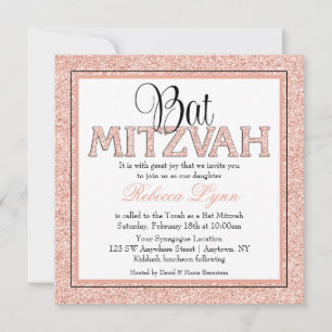 Glam Faux Glitter Ro Guld, Bat mitzvah inbjudan