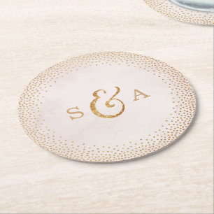 Glam faux glitter ro guld bröllop underlägg papper rund