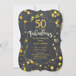 Glam Faux Gold Foil Confetti 50:e Födelsedagsfeste Inbjudningar