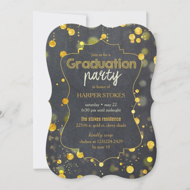 Glam Faux Gold Foil Confetti Studentfest Inbjudningar (Framsida)