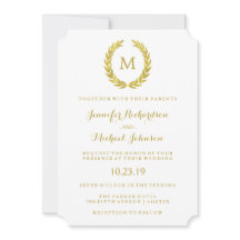 Glam Faux Gold Foil Laurel-utandning Monogram Bröl
