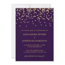 Glam Faux Guld Confetti och Deep Lila Bröllop