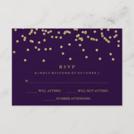 Glam Faux Guld Confetti och Deep Lila OSA Kort