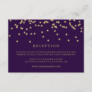 Glam Faux Guld Confetti och Deep Lila Recept Inbjudningar