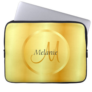 Glam Faux Guld Elegant Modern Monogram-mall Laptop Fodral