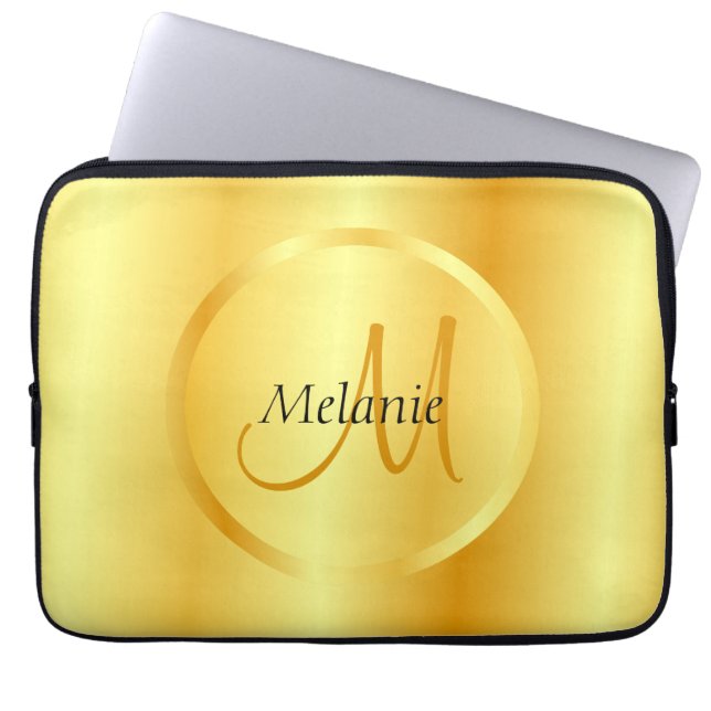 Glam Faux Guld Elegant Modern Monogram-mall Laptop Fodral (Framsidan)