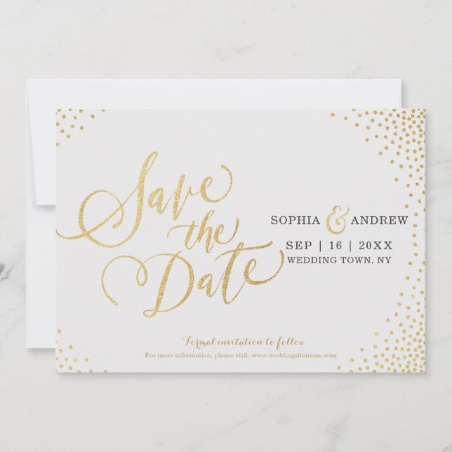 Glam faux guld glitter calligraphy save date spara datumet (Framsida)