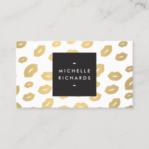 Glam Faux Guld Lip Print White Visitkort