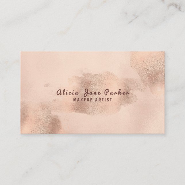 Glam Faux Ro Guld Copper Foil | Makeup Artist Visitkort (Framsida)