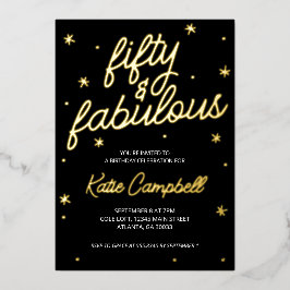 Glam Fifty and Fabulous Script 50th Birthday Foil