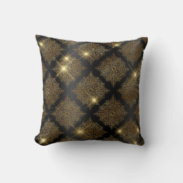 Glam Filigree Mönster, Black och Guld, Glitter Kudde