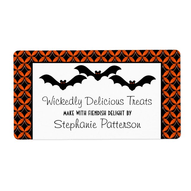 Glam Fladdermöss i Upptown Halloween Baking Labels Fraktsedel (Framsidan)