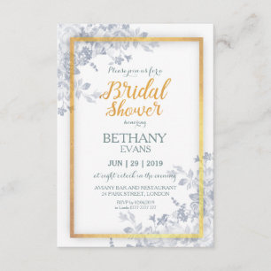 Glam Flower Guld Ram Calligraphy Möhippa Inbjudningar