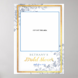 Glam Flowers Guld Möhippa  cut Photo Booth Poster