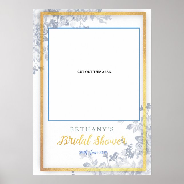 Glam Flowers Guld Möhippa  cut Photo Booth Poster (Framsidan)