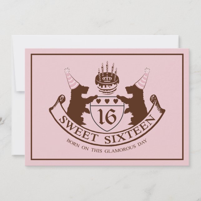 Glam födelsedag för sweet sixteen för inbjudningar (Framsida)
