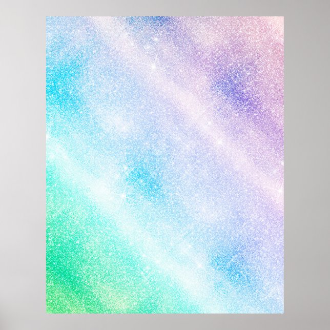 Glam för den moderna blå Lilan Glitter Poster (Framsidan)